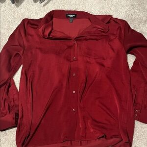 Express Women's Deep Red Button Down Shirt